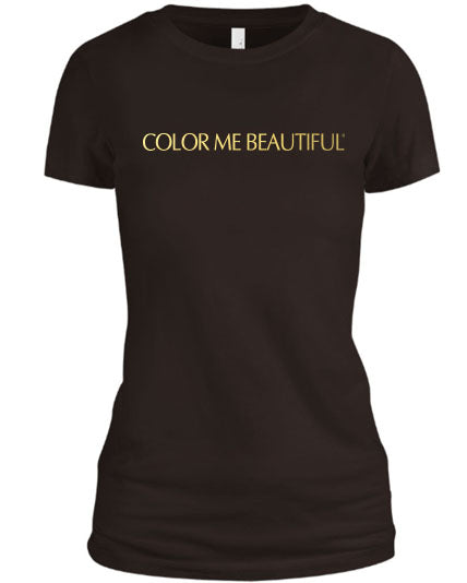 Color Me Beautiful Name Logo Brown Shirt Gold Foil