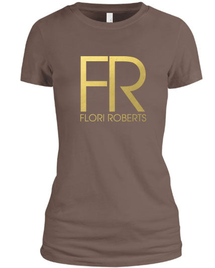 Flori Roberts FR Logo Brown Shirt Gold Foil